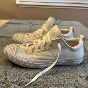 White Converse with Sparkling Toe Detail